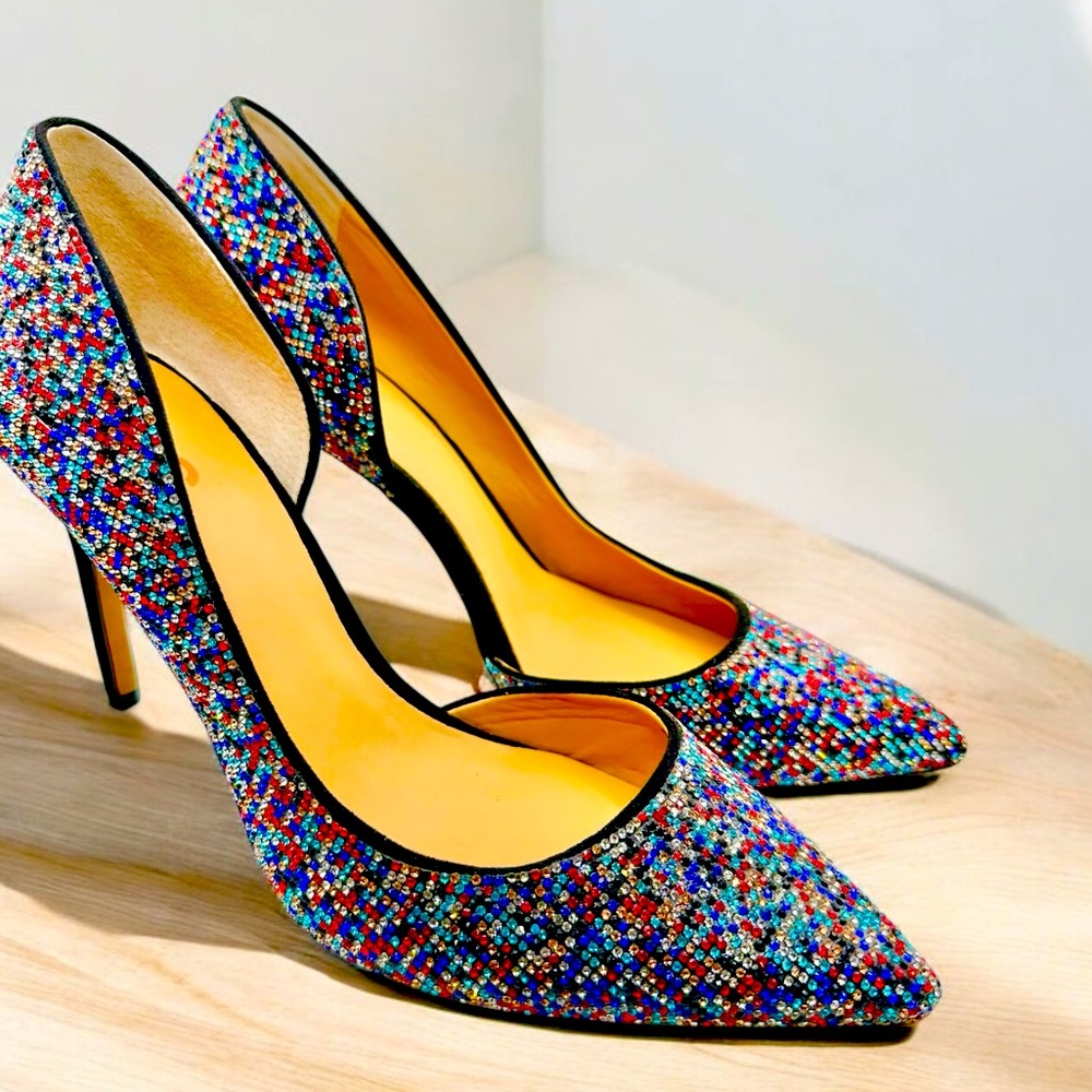 👠 INC D’Orsay Embellished Pumps – Size 9.5 – Multicolor Sparkle Heels